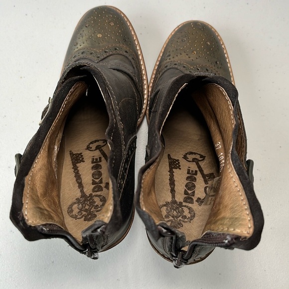 Dkode Heeled Ankle Booties Leather Cowboy Western Metallic Bronze Brown - Picture 13 of 17